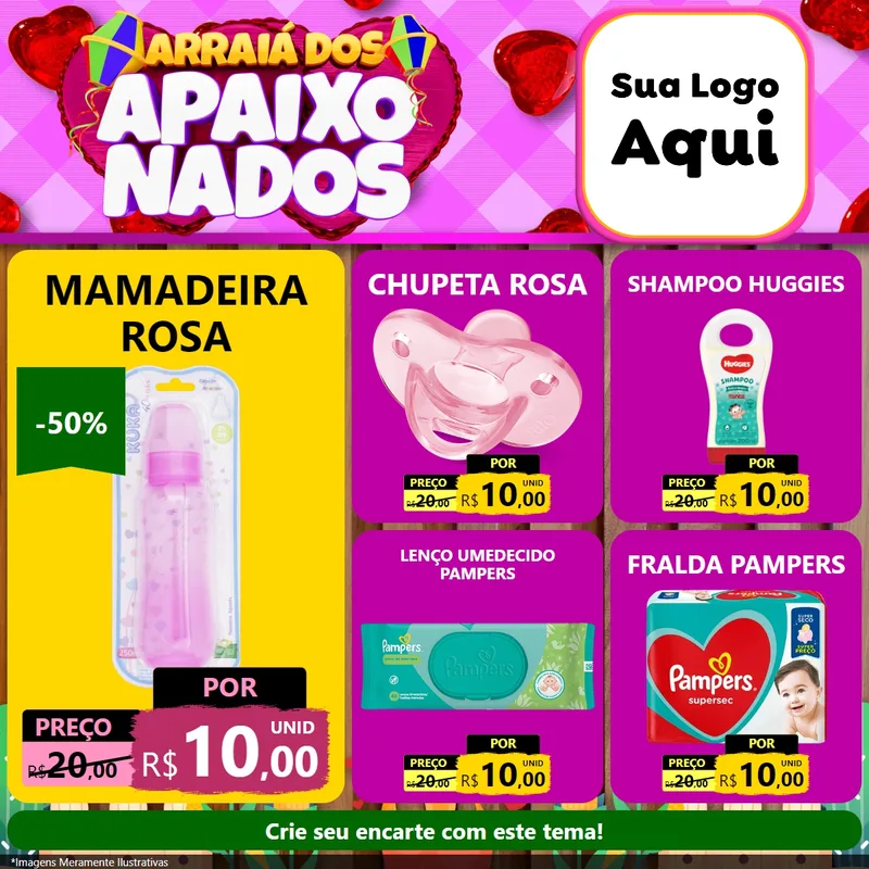 Modelo de Rede Social para Feed Facebook com o tema Arraiá dos Apaixonados para Bebês