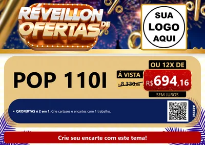 Modelo de Cartaz para Cartaz A4 Horizontal com o tema Réveillon de Ofertas para Concessionaria de Motos