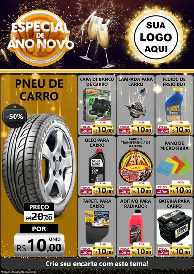 Modelo de Encarte para Encarte A4 Vertical com o tema Especial de Ano Novo para Auto peças