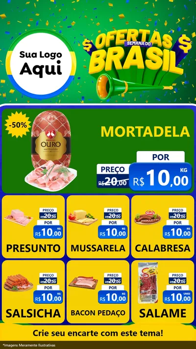 Modelo de Rede Social para Stories com o tema Ofertas Semana do Brasil para Frios e Laticínios