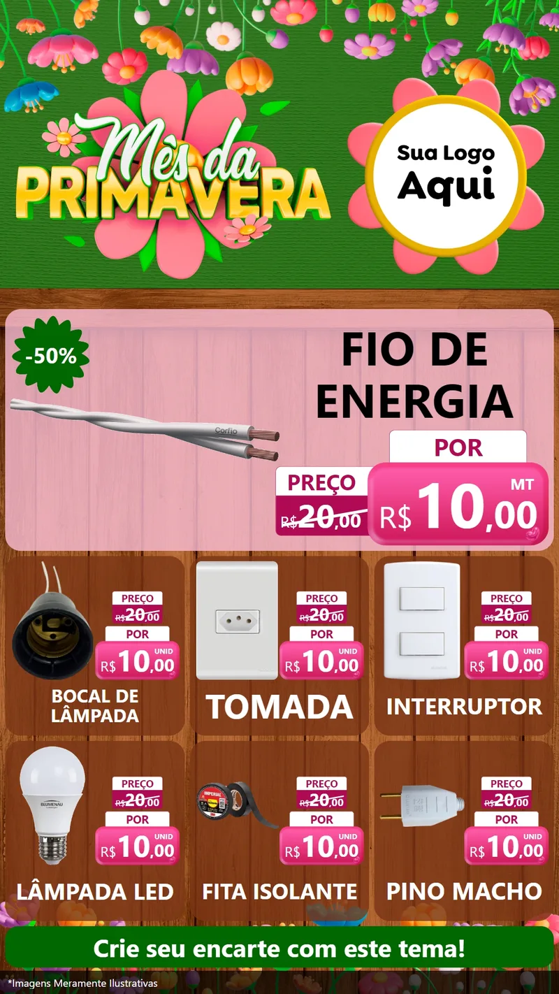 Modelo de Rede Social para Stories com o tema Mês da Primavera para Materiais Elétricos