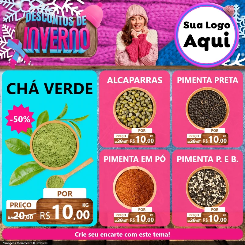 Modelo de Rede Social para Feed Facebook com o tema Descontos de Inverno para Produtos Naturais