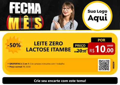 Modelo de Cartaz para Cartaz A4 Horizontal com o tema Fecha Mês para Frios e Laticínios
