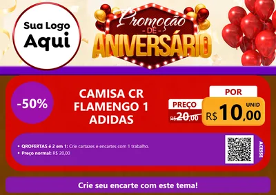 Modelo de Cartaz para Cartaz A4 Horizontal com o tema Promoção de Aniversário para Roupas e acessórios