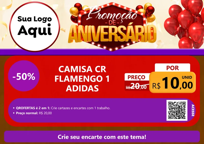 Modelo de Cartaz para Cartaz A4 Horizontal com o tema Promoção de Aniversário para Roupas e acessórios
