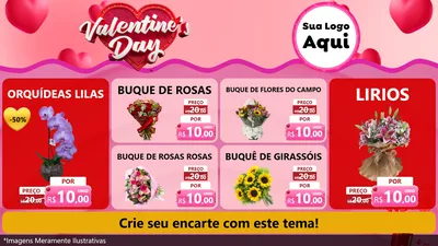 Modelo de TV para TV Horizontal com o tema Valentine's Day para Floricultura e jardim