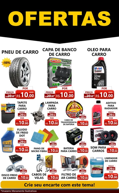 Modelo de Encarte para Encarte Grande com o tema Ofertas Preto e Vermelho Cartaz para Auto peças