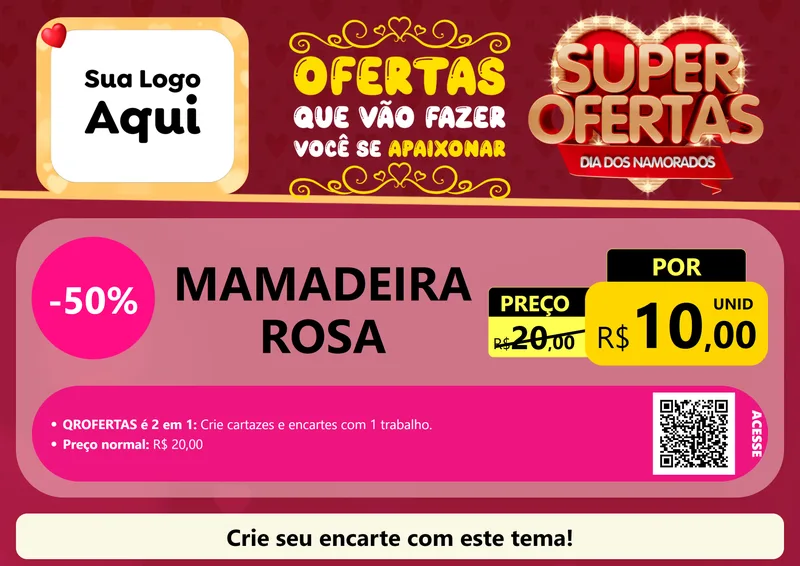 Modelo de Cartaz para Cartaz A4 Horizontal com o tema Dia dos Namorados para Bebês