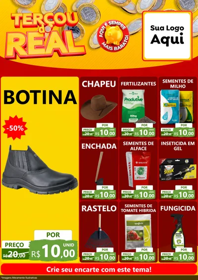 Modelo de Encarte para Encarte A4 Vertical com o tema Terçou do Real para Agropecuária