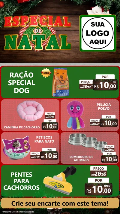 Modelo de TV para TV Vertical com o tema Especial de Natal para Pet Shop