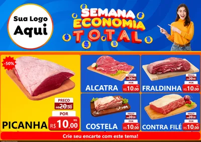 Modelo de Encarte para Encarte A4 Horizontal com o tema Semana Economia Total para Açougue