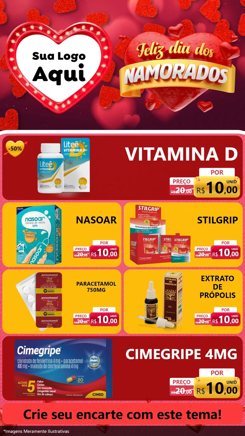 Modelo de TV para TV Vertical com o tema Feliz Dia Dos Namorados para Farmácia