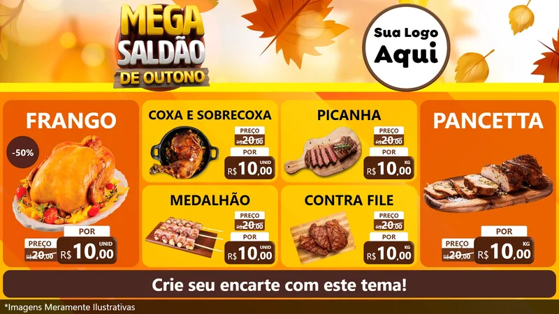 Modelo de TV para TV Horizontal com o tema Mega Saldão de Outono para Assados