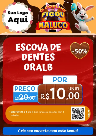 Modelo de Cartaz para Cartaz A4 Vertical com o tema O Coelho Ficou Maluco - Páscoa para Higiene Pessoal