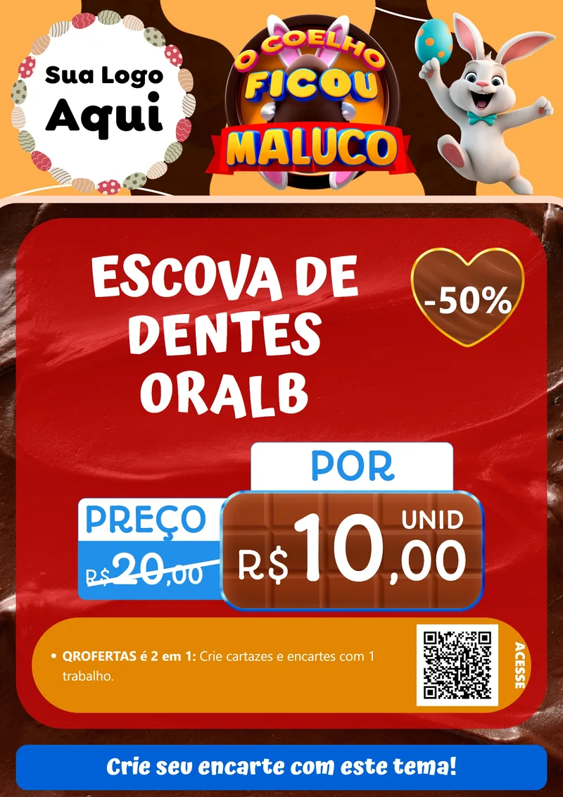 Modelo de Cartaz para Cartaz A4 Vertical com o tema O Coelho Ficou Maluco - Páscoa para Higiene Pessoal