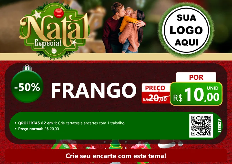 Modelo de Cartaz para Cartaz A4 Horizontal com o tema Natal Especial para Assados