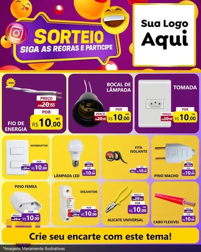 Modelo de Rede Social para Feed Instagram com o tema Sorteio para Materiais Elétricos