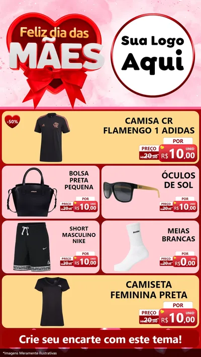 Modelo de TV para TV Vertical com o tema Feliz Dia Das Mães para Roupas e acessórios