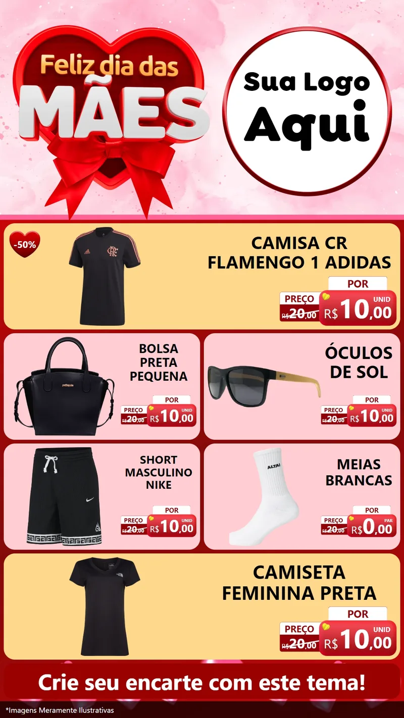 Modelo de TV para TV Vertical com o tema Feliz Dia Das Mães para Roupas e acessórios