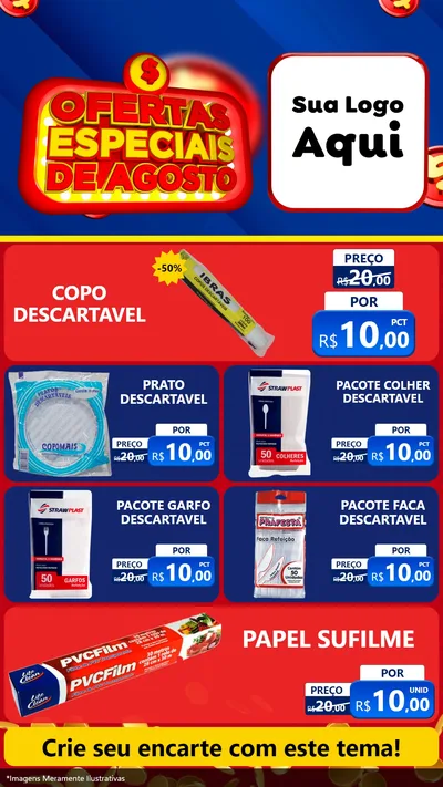 Modelo de TV para TV Vertical com o tema Ofertas Especiais de Agosto para Embalagens