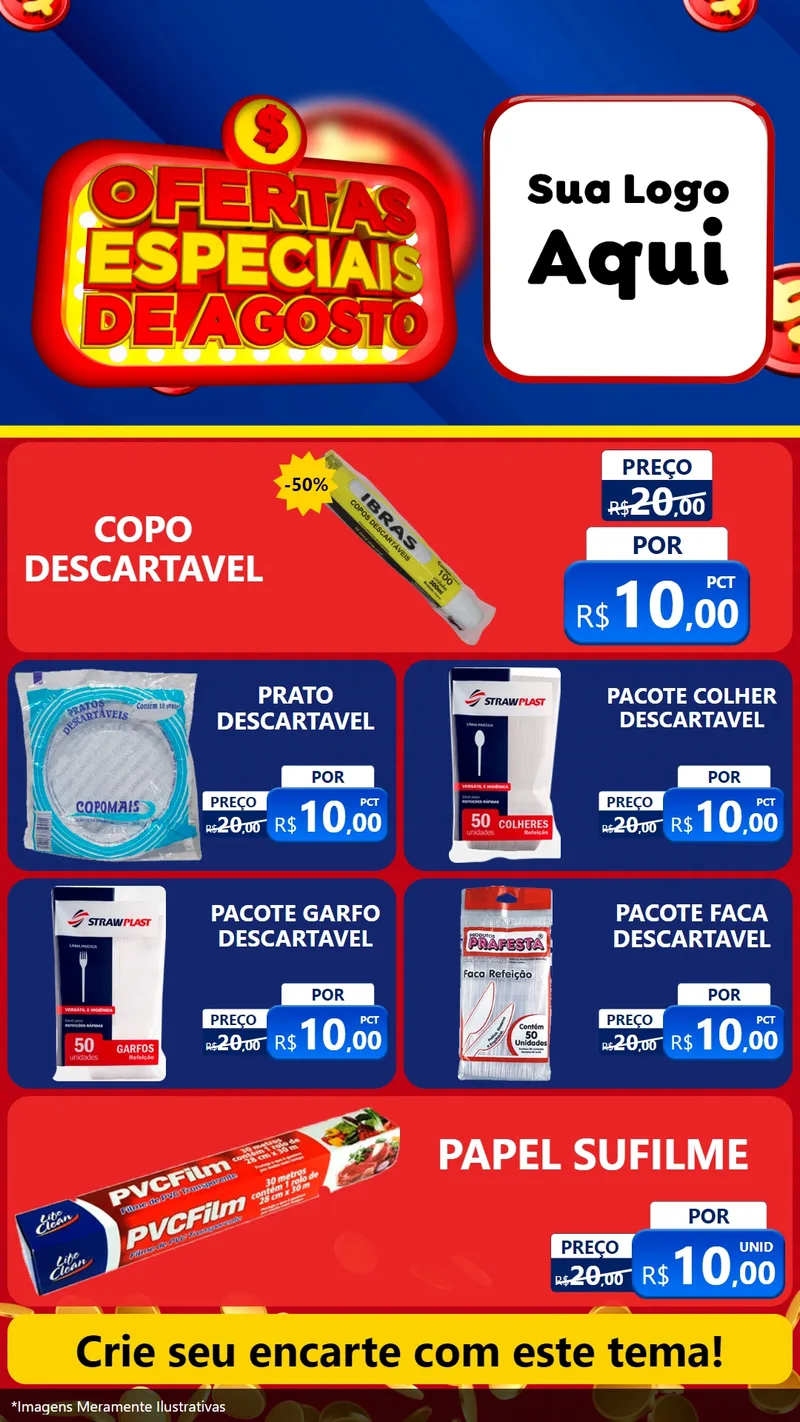 Modelo de TV para TV Vertical com o tema Ofertas Especiais de Agosto para Embalagens