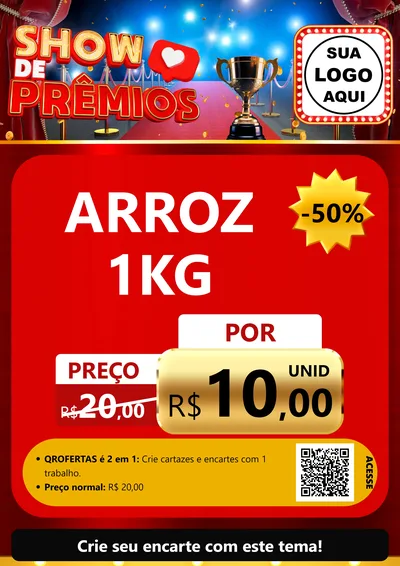 Modelo de Cartaz para Cartaz A4 Vertical com o tema Show de Prêmios para Supermercado