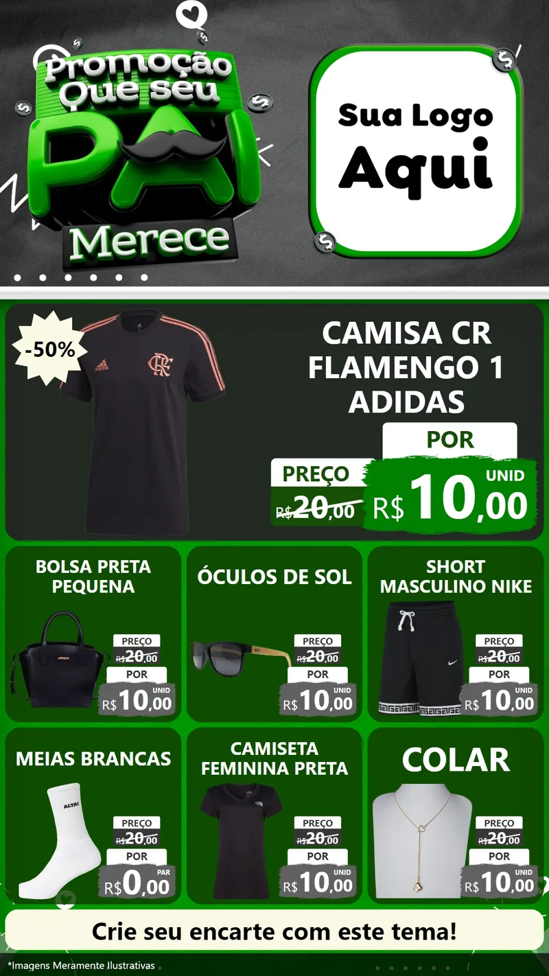 Modelo de Rede Social para Stories com o tema Promoção Que seu Pai Merece para Roupas e acessórios