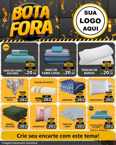Modelo de Rede Social para Feed Instagram com o tema Bota Fora para Cama, Mesa e Banho