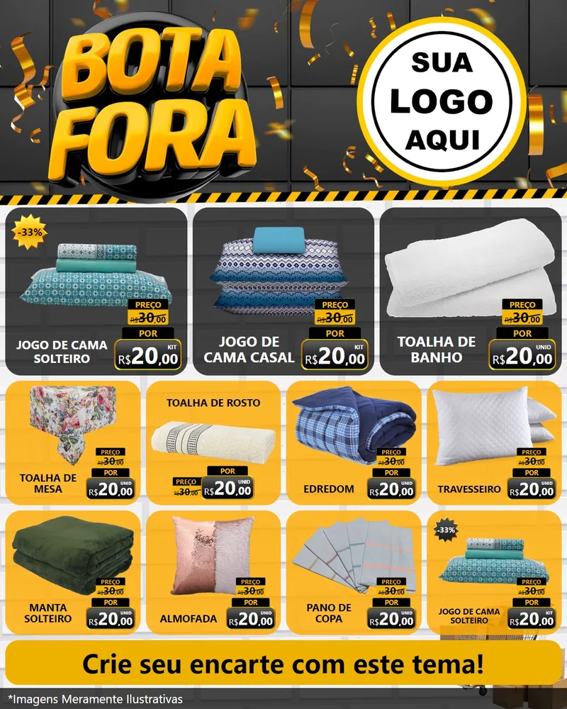 Modelo de Rede Social para Feed Instagram com o tema Bota Fora para Cama, Mesa e Banho