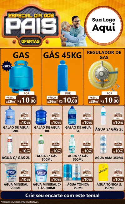 Modelo de Encarte para Encarte Grande com o tema Especial Dia dos Pais para Água e gás