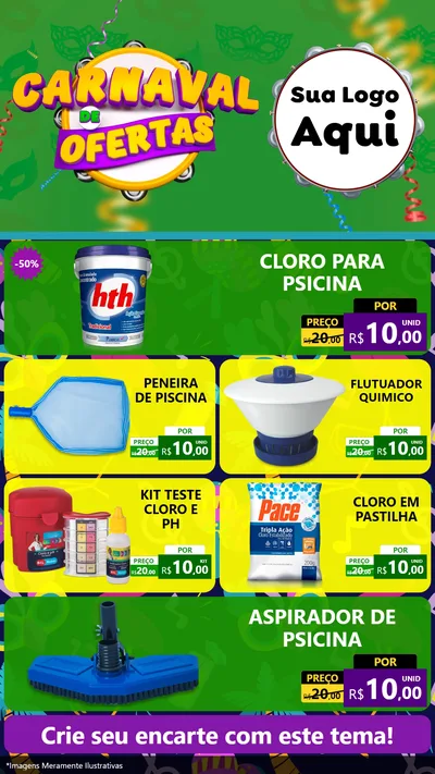 Modelo de TV para TV Vertical com o tema Carnaval de Ofertas para Produtos para Piscina