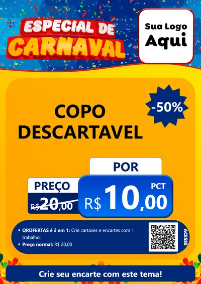 Modelo de Cartaz para Cartaz A4 Vertical com o tema Especial de Carnaval para Embalagens