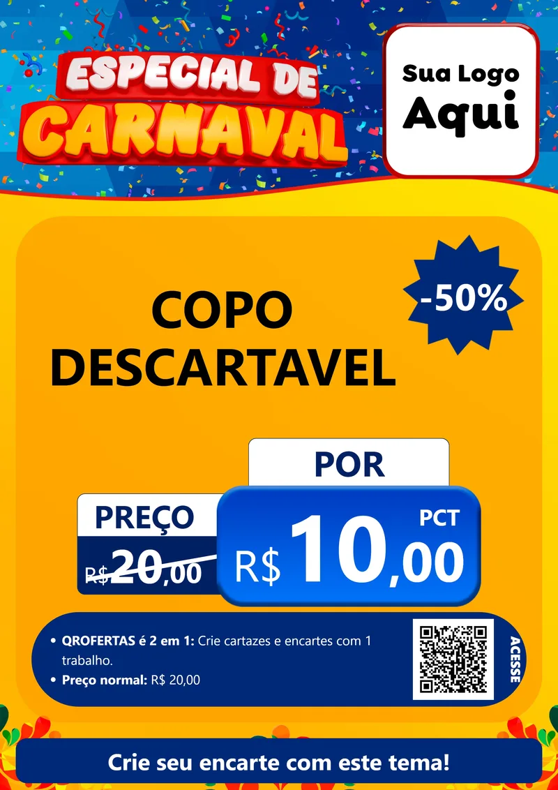 Modelo de Cartaz para Cartaz A4 Vertical com o tema Especial de Carnaval para Embalagens