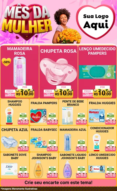 Modelo de Encarte para Encarte Grande com o tema Mês da Mulher para Bebês