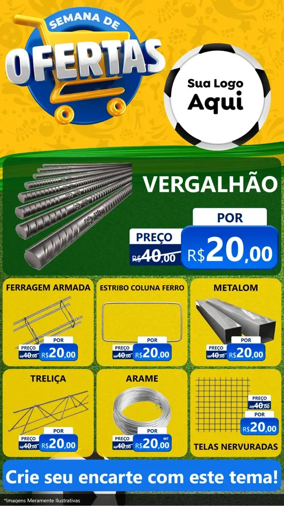 Modelo de Rede Social para Stories com o tema Semana de Ofertas - Copa para Ferragens