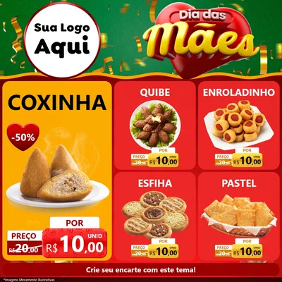 Modelo de Rede Social para Feed Facebook com o tema Dia das Mães para Salgadaria
