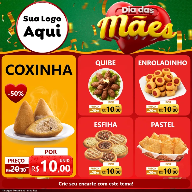Modelo de Rede Social para Feed Facebook com o tema Dia das Mães para Salgadaria