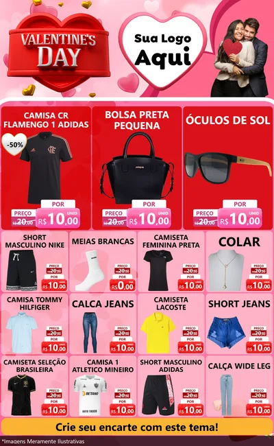 Modelo de Encarte para Encarte Grande com o tema Valentine's Day para Roupas e acessórios