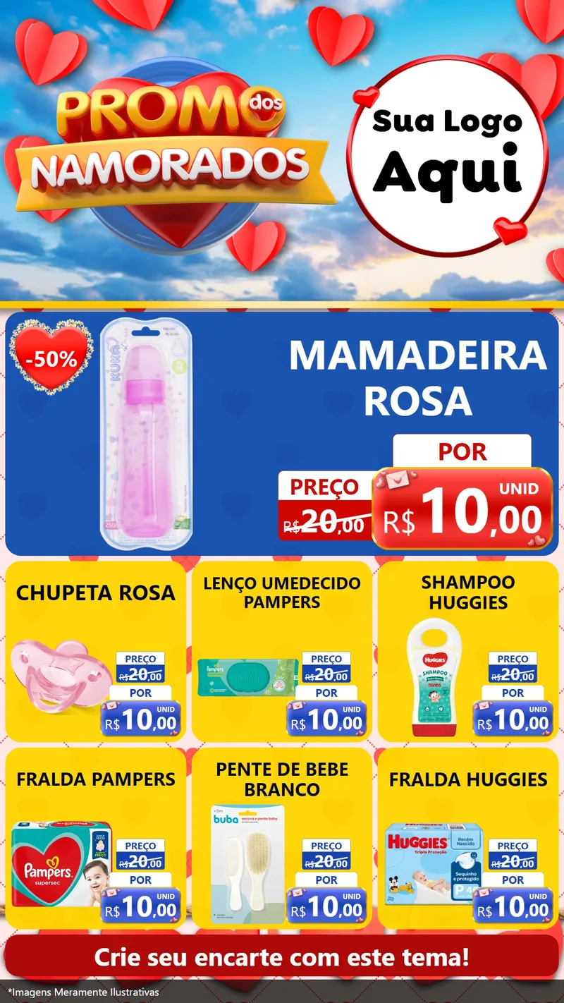 Modelo de Rede Social para Stories com o tema Promo dos Namorados para Bebês