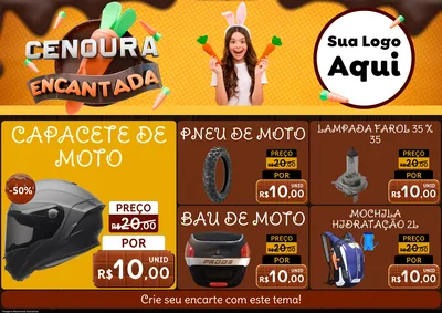 Modelo de Encarte para Encarte A4 Horizontal com o tema Cenoura Encantada - Páscoa para Moto peças
