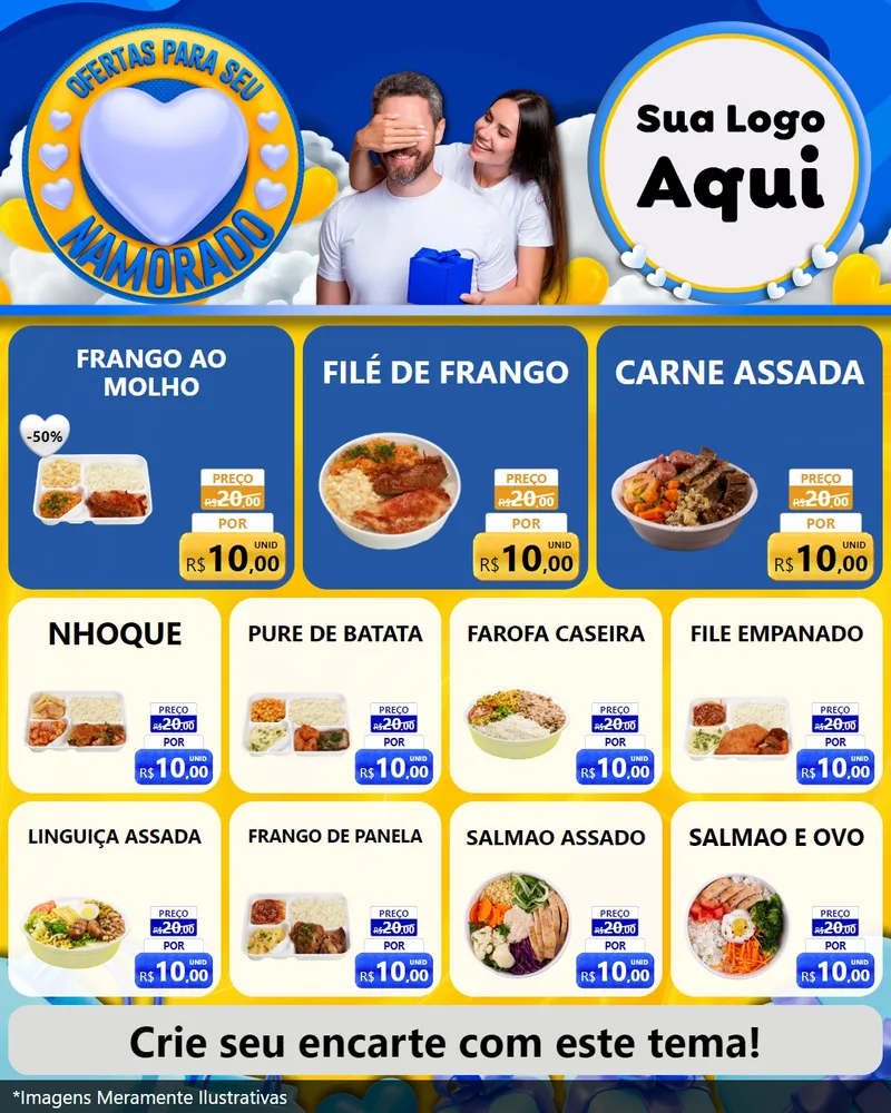 Modelo de Rede Social para Feed Instagram com o tema Ofertas Para Seu Namorado para Restaurante