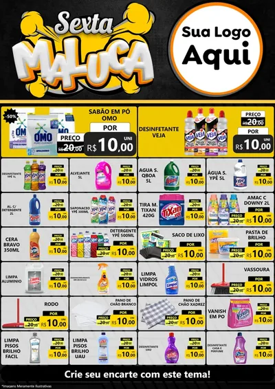 Modelo de Encarte para Encarte A4 Vertical com o tema Sexta Maluca para Produtos de Limpeza