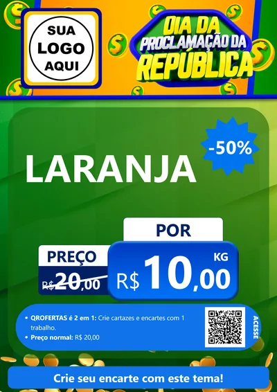 Modelo de Cartaz para Cartaz A4 Vertical com o tema Dia Da Proclamação da República para Hortifrúti