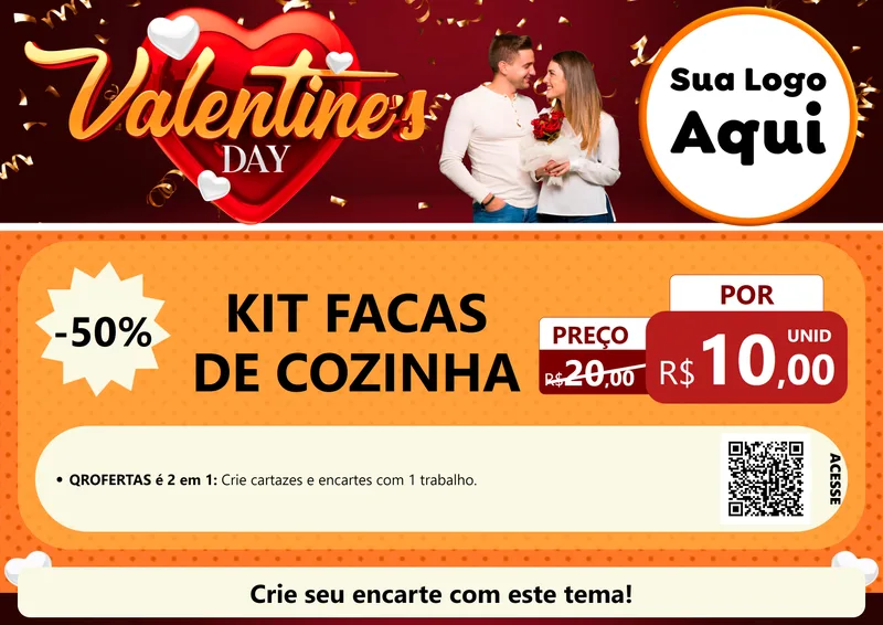 Modelo de Cartaz para Cartaz A4 Horizontal com o tema Valentine's Day para Utilidades Domésticas
