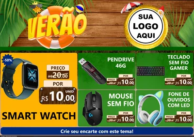 Modelo de Encarte para Encarte A4 Horizontal com o tema Verão para Informática