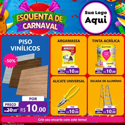 Modelo de Rede Social para Feed Facebook com o tema Esquenta de Carnaval para Material para Construção