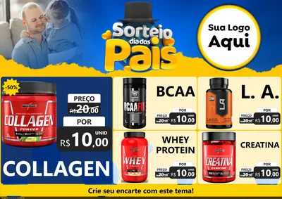 Modelo de Encarte para Encarte A4 Horizontal com o tema Sorteio Dia Dos Pais para Suplementos alimentares