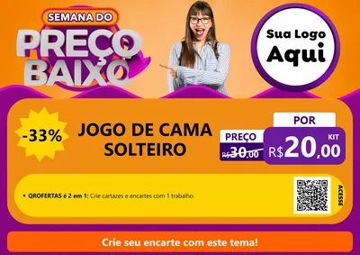 Modelo de Cartaz para Cartaz A4 Horizontal com o tema Semana do Preço Baixo para Cama, Mesa e Banho