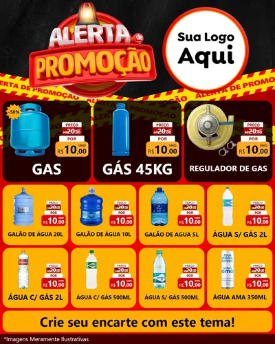 Modelo de Rede Social para Feed Instagram com o tema Alerta de Promoção para Água e gás