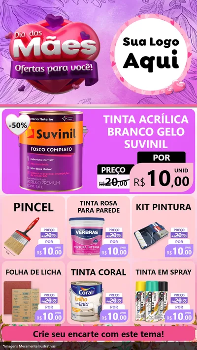 Modelo de Rede Social para Stories com o tema Dia das Mães Ofertas para Você! para Tintas e Ferramentas